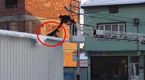 İtfaiye çatıdaki köpek için seferber oldu