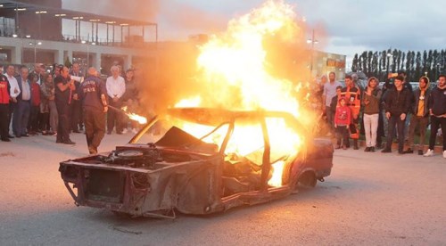 İtfaiyeden nefes kesen tatbikat