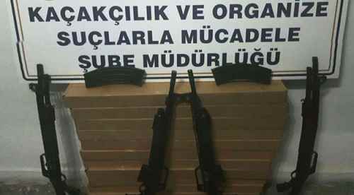 Kargodan kaçak tüfek çıktı