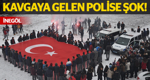 Kavgaya gelen polise şok!