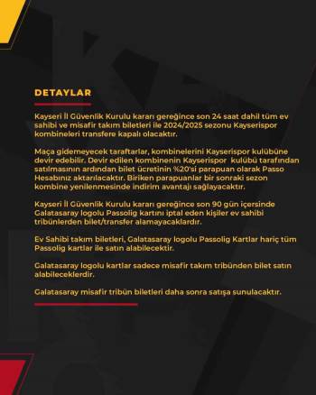 Kayserispor'un Galatasaray maçı için biletler satışa çıktı