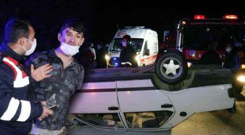 Kaza yaptı, kendisini kurtaranlara saldırdı!