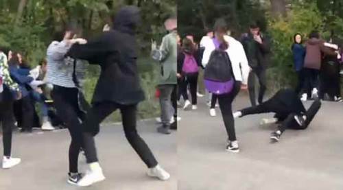 Kız öğrenciler saç saça baş başa birbirine girdi