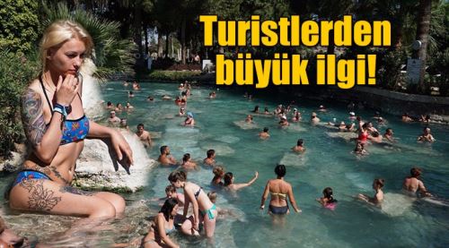 Kleopatra Antik Havuzu'na turistlerden yoğun ilgi