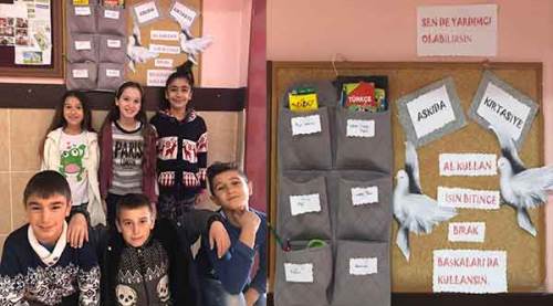 Köy okulundan örnek proje ''Askıda kırtasiye''