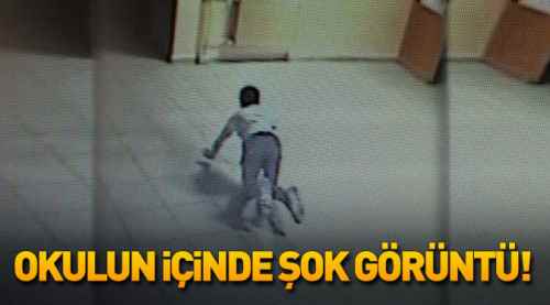 Kütahya'da okulun içinde şok görüntü!