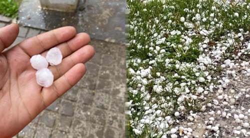 Meteoroloji uyarmıştı: Eskişehir’de ceviz büyüklüğünde dolu yağdı!