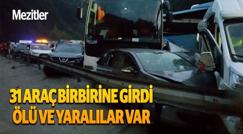 Mezitler'de 31 araç birbirine girdi