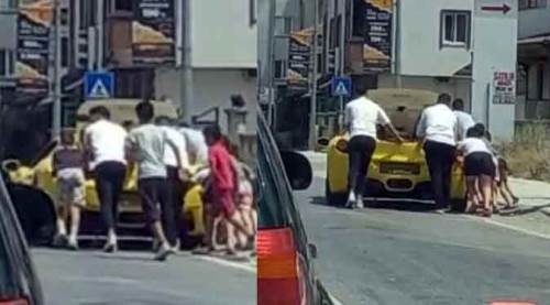 Milyonluk Ferrari yolda kalınca...