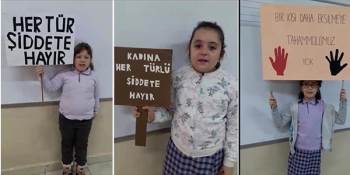 Minikler Kadına Şiddete Dikkat Çekti
