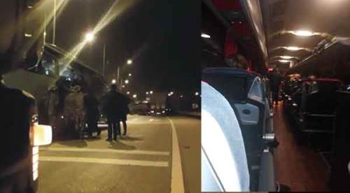 Muavin ve otobüs şoförünün kafasına silah dayayıp rehin aldı