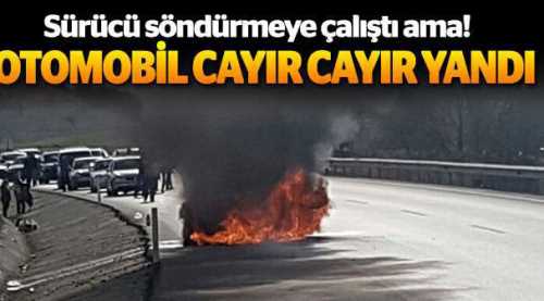 Otomobil cayır cayır yandı