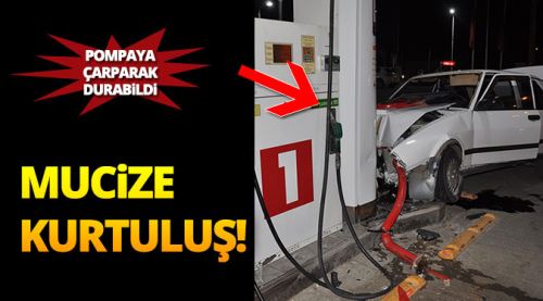 Otomobil istasyona daldı: 4 yaralı