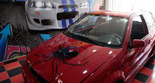 OTOMOBİLLERE DÖVME YAPIYOR