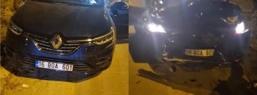 Park halindeki otomobile çarpan araçta 2 kişi yaralandı