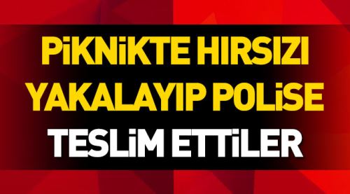 Piknikte hırsızı yakalayıp polise teslim ettiler