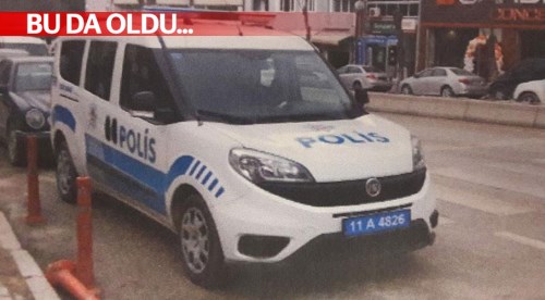 Polis polis aracına ceza kesti