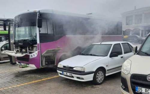 Sakarya'da halk otobüsünde korkutan yangın