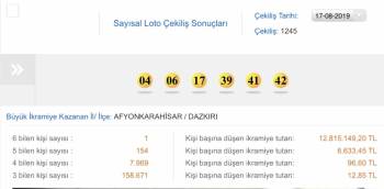 Sayısal Loto Afyon'a çıktı