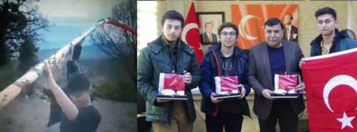 Şehit dedesinin mezarını buldu arkadaşlarıyla mezara bayrak dikti