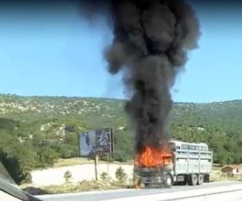 Seyir Halindeki Kamyon Alev Alev Yandı
