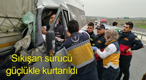 Sıkışan sürücü güçlükle kurtarılabildi!
