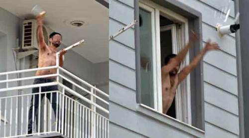 Sinir krizi geçirip, balkona yarı çıplak çıktı, yetmedi...