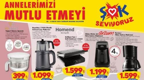 Şok Market'e Tefal Airfrayer, Iphone 13, Kondisyon Bisikleti, Filtre Kahve ve Tost Makinesi Geliyor! 8-14 Mayıs Şok Kataloğu...