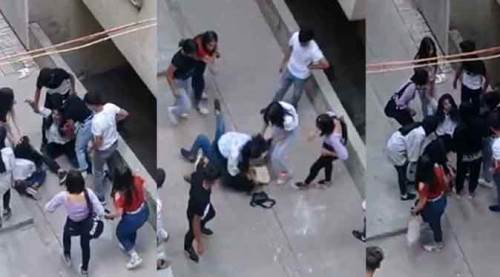 Sokak ortasında saç saça baş başa kız kavgası pes dedirtti!