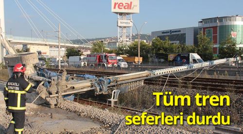 Sondaj makinesi devrildi tüm tren seferleri durdu