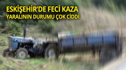 Talihsiz çiftçi römork'a sıkıştı 