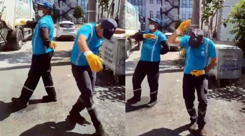 Temizlik işçilerinin dansı sosyal medyayı salladı
