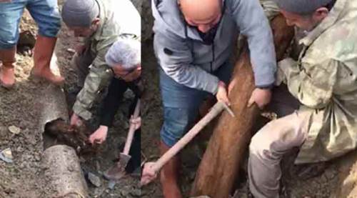 Tıkınan su borusundan tam 6 metre uzunluğunda...