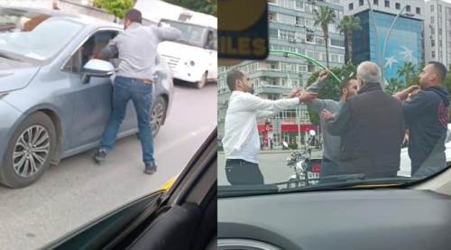 Trafikte akıl almaz görüntü: Bıçak çekip...