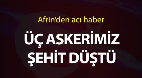 Üç askerimiz şehit düştü