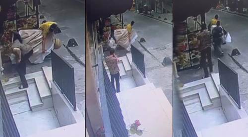 Yardımsever esnaf, hırsıza böyle yardım etti!