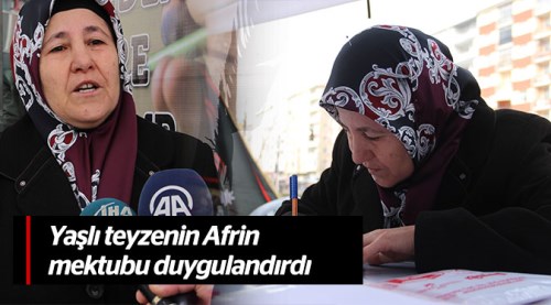 Yaşlı teyzenin Afrin mektubu duygulandırdı