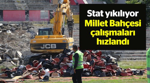 Yıkım ekibi Eskişehir Atatürk Stadı'nı yıkıyor