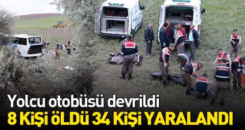 Yolcu otobüsü devrildi... Çok sayıda ölü var
