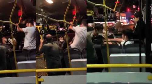 Yolcu otobüsünde tekme ve yumruklar havada uçuştu!