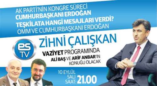 Zihni Çalışkan, bu akşam ES TV'de olacak