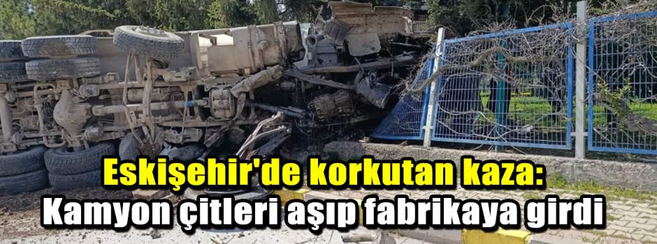 Eskişehir'de korkutan kaza: Kamyon çitleri aş…