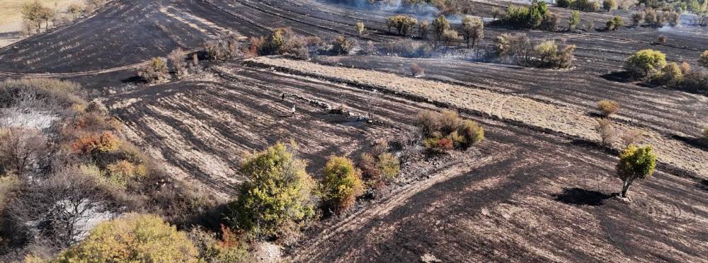 Kütahya'da çıkan yangında kepçe ve traktörler…