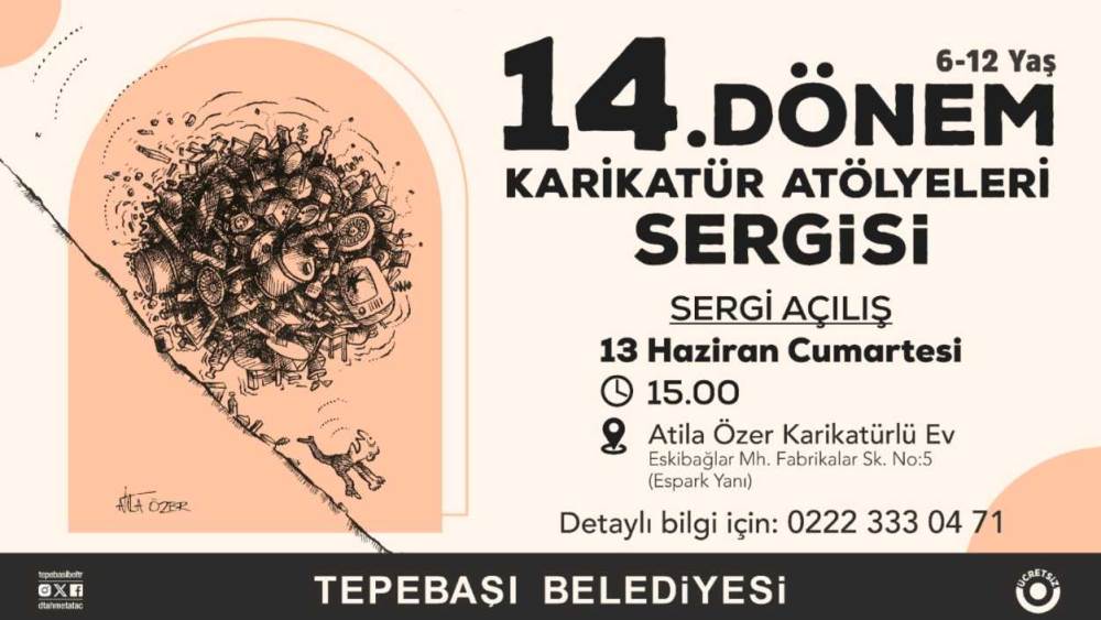 Tepebaşı’nda minik karikatüristlerin eserleri…